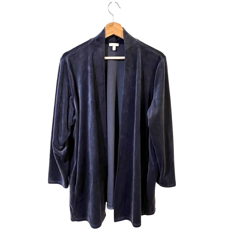 Talbots Womens Velour Oversized Cardigan Size 1X Classic Holiday Minimalist Goth